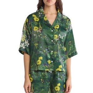 TED BAKER LONDON Flourish Boxy Short Sleeve Top & Pants Botanical Scene Size L